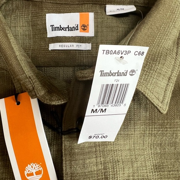 Timberland Heavy Weight Flannel Olive Green 100% Cotton Men’s Medium MSRP 70.00 - Picture 6 of 6